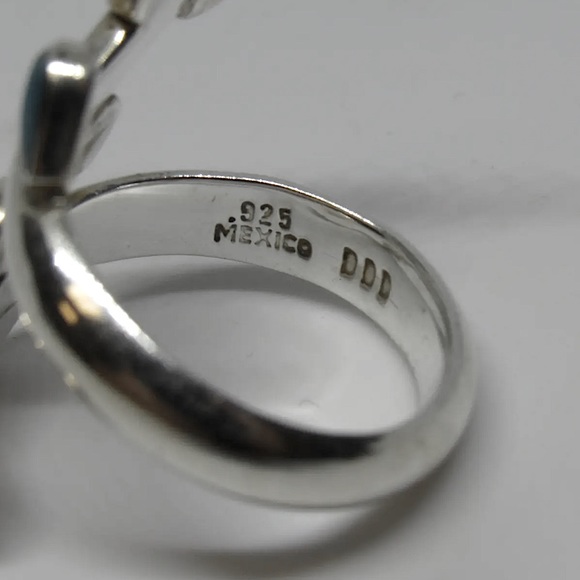 Dominique Dinouart Designs DDD Sterling Silver Turquoise Bypass Ring Sz 8.5 - Picture 5 of 6